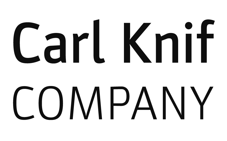 Logotyp för Carl Knif Company. De fetstilta orden Carl Knif är placerade ovanför ordet Company, skrivet med versaler.